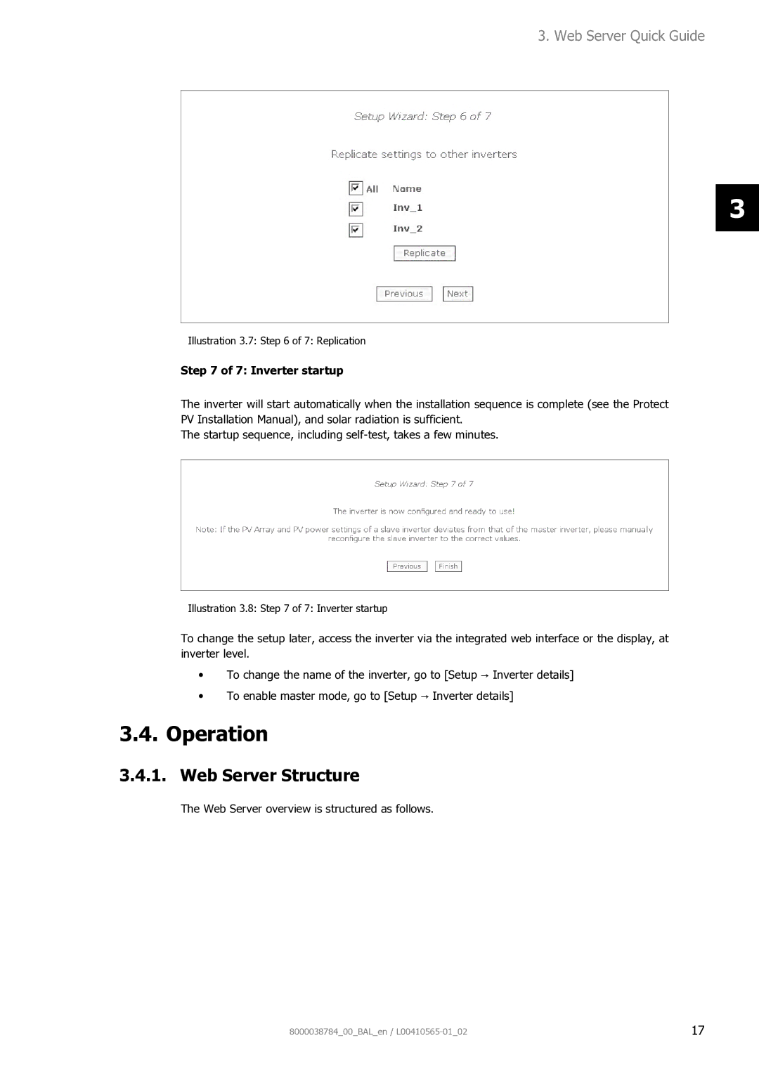 AEG 8000038784_00_BAL_en user manual Operation, Web Server Structure, Inverter startup 