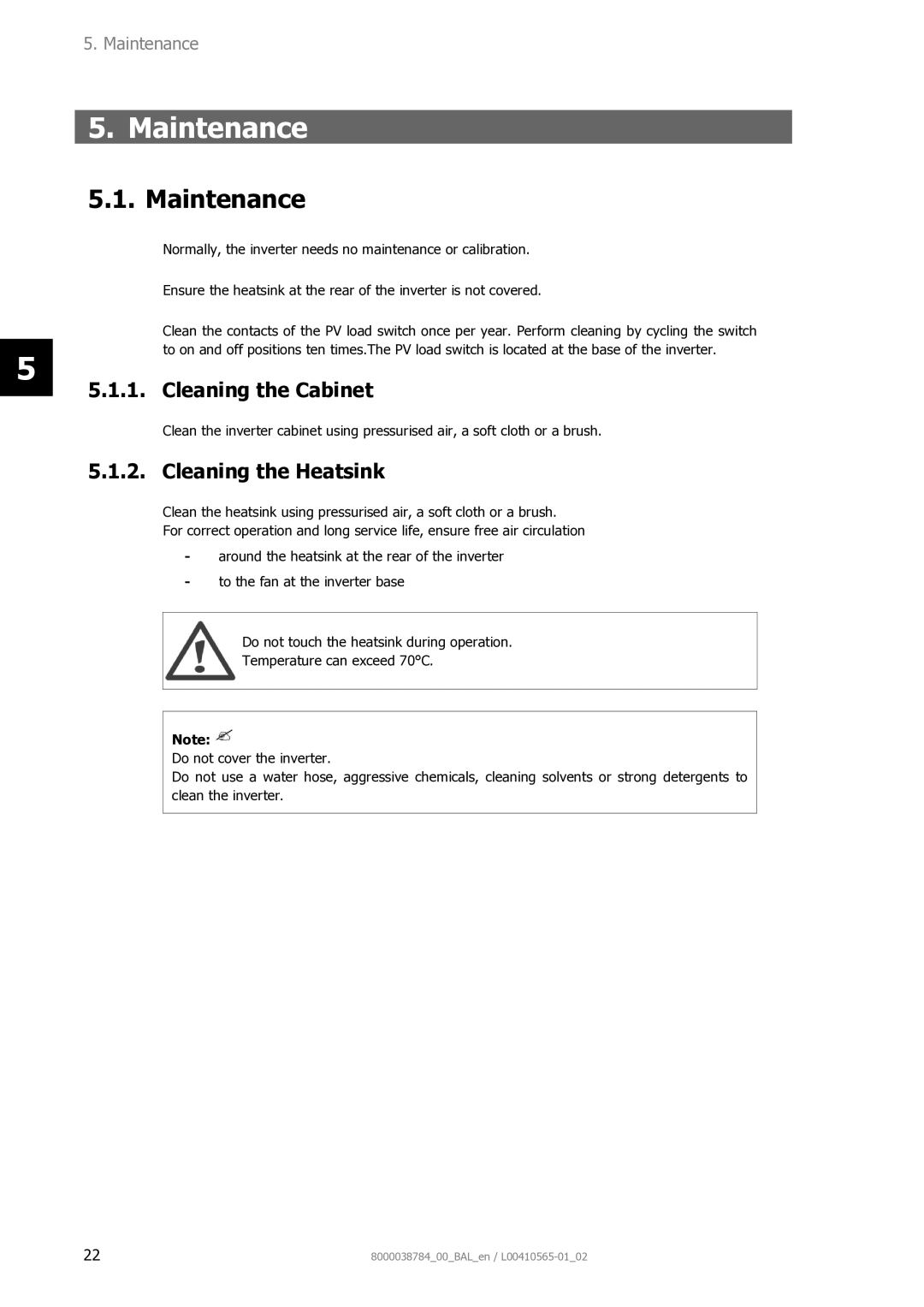 AEG 8000038784_00_BAL_en user manual Maintenance, Cleaning the Cabinet, Cleaning the Heatsink 