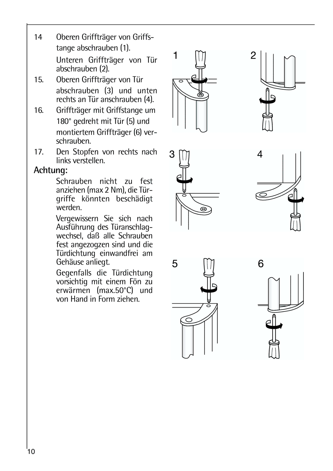 AEG 80318-5 KG user manual Achtung 