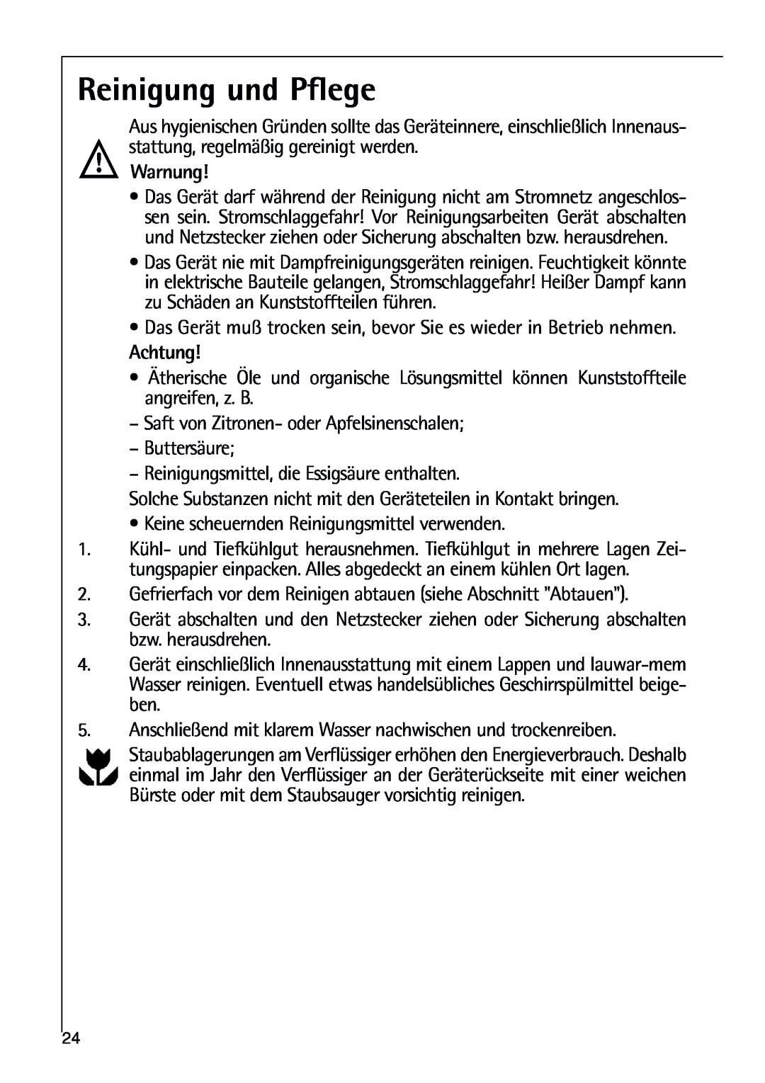 AEG 80318-5 KG user manual Reinigung und Pflege 