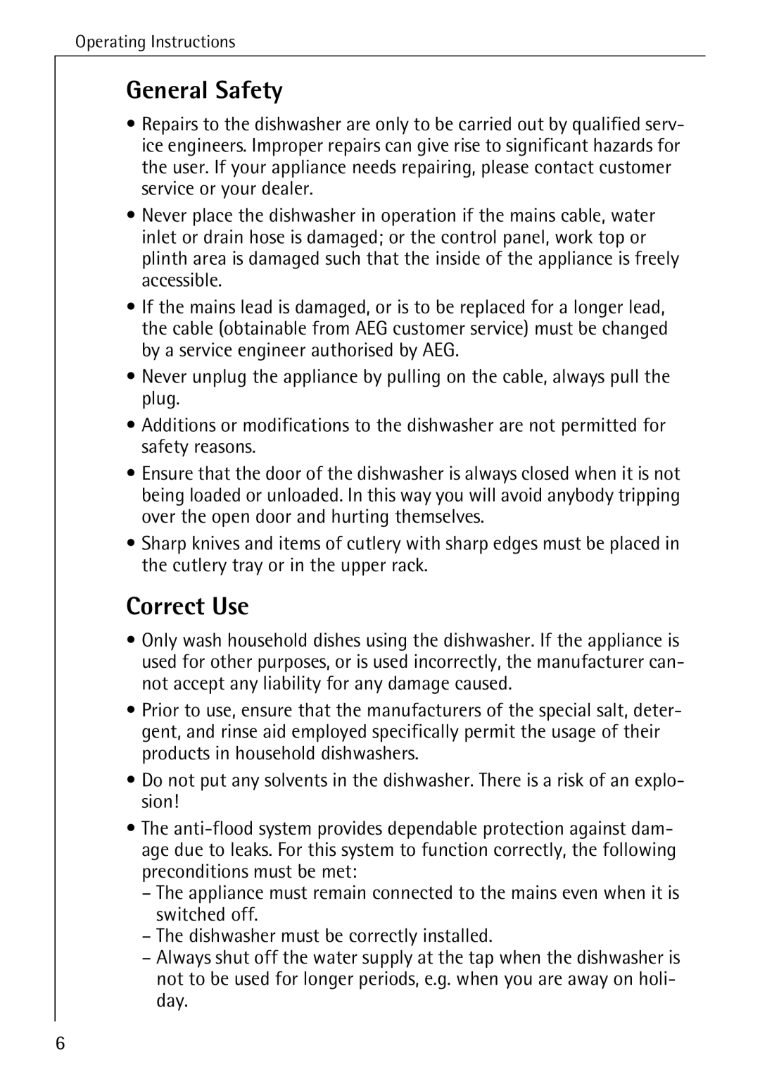 AEG 80800 manual General Safety, Correct Use 