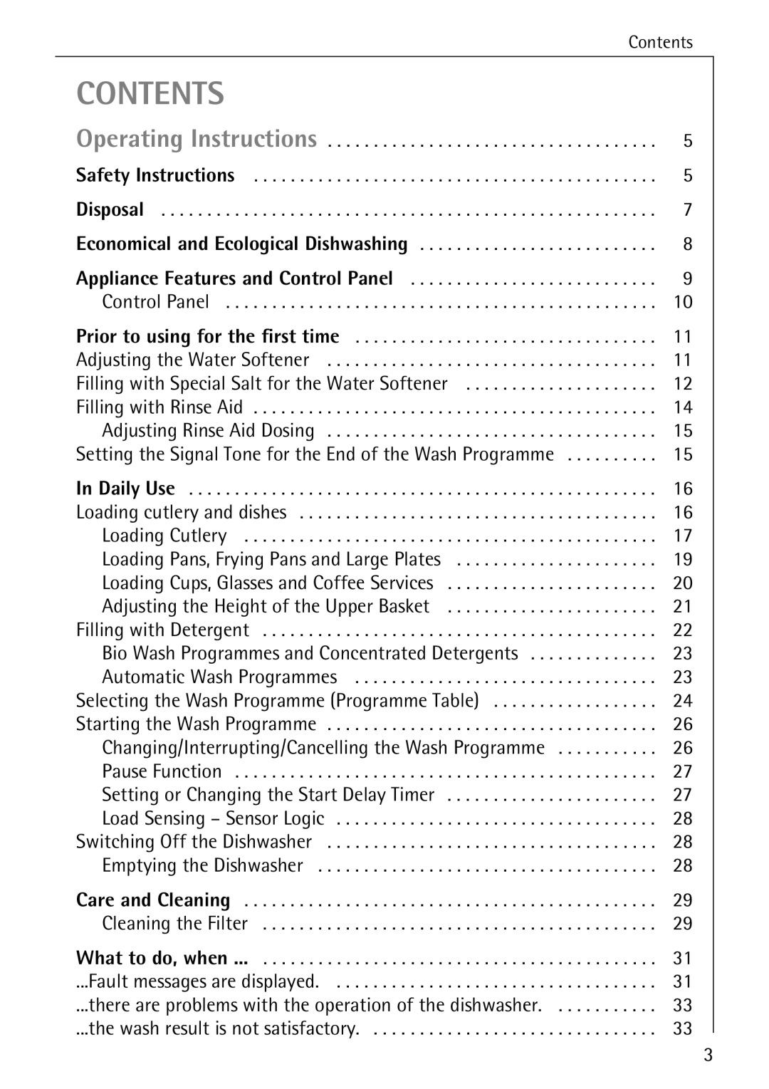 AEG 80850 I manual Contents 