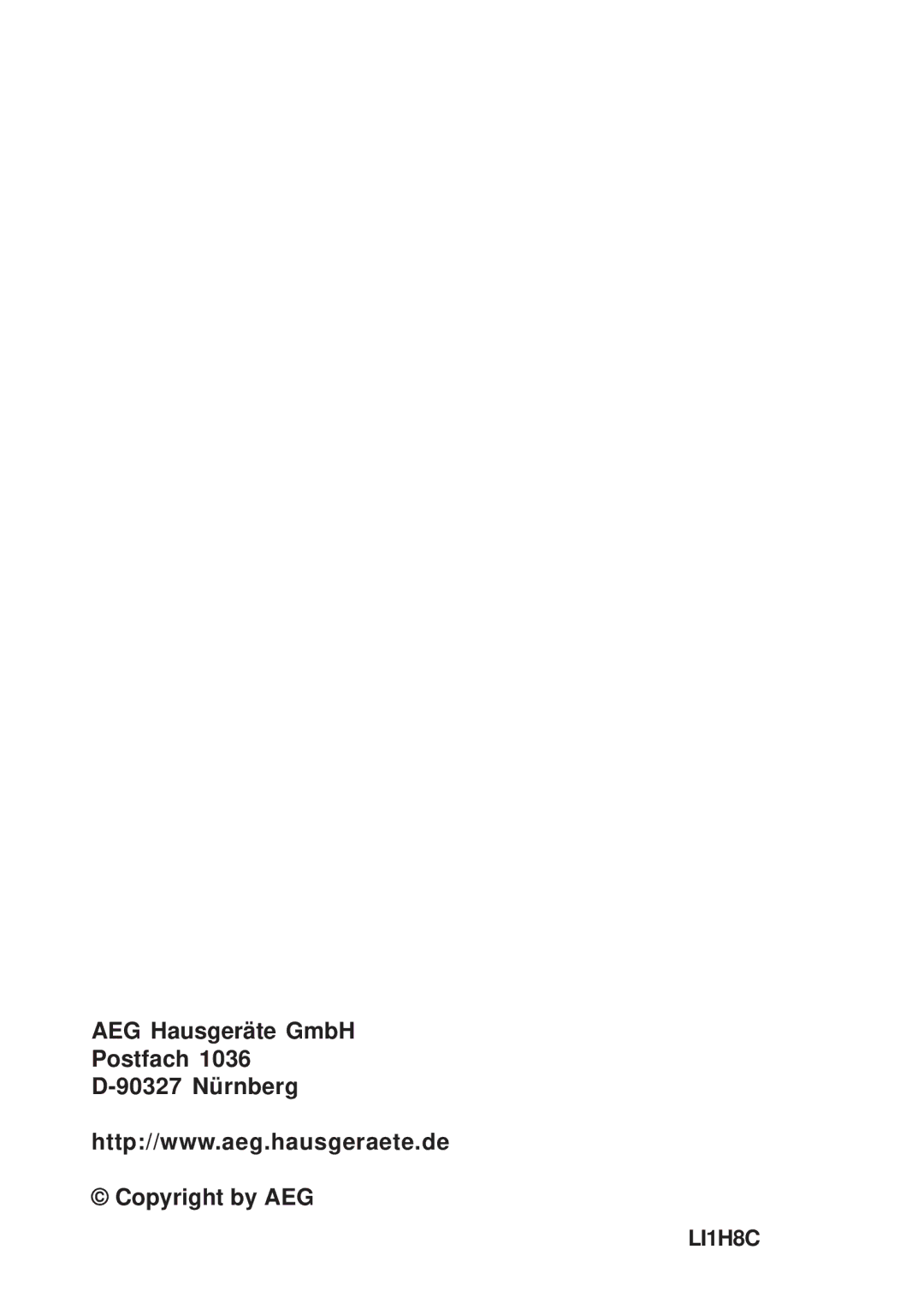 AEG 8160 D installation instructions AEG Hausgeräte GmbH Postfach 90327 Nürnberg Copyright by AEG 