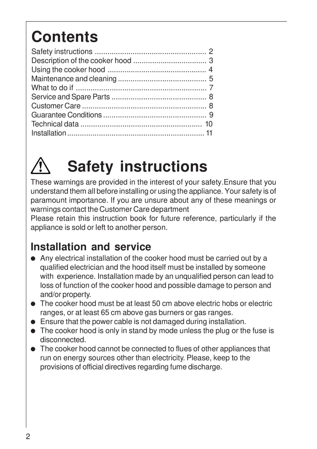 AEG 8160 D installation instructions Contents 