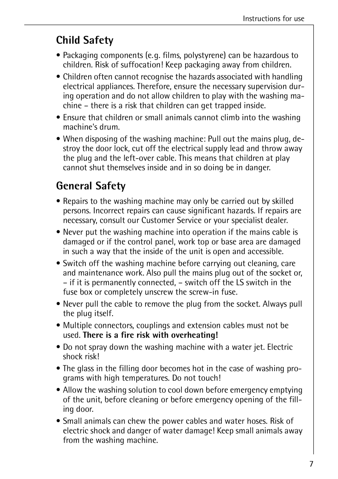 AEG 82730 manual Child Safety, General Safety 