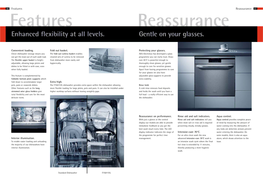 AEG 83 manual Features, Reassurance, Enhanced flexibility at all levels, Gentle on your glasses 