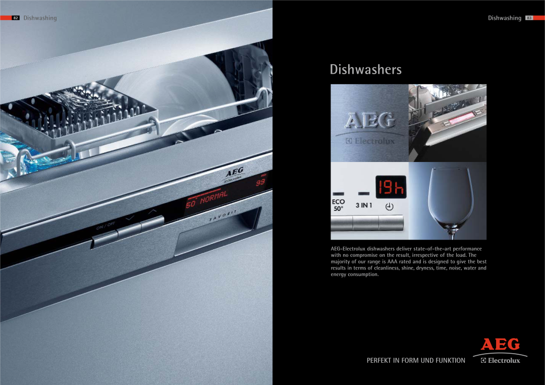 AEG 83 manual Dishwashers, Dishwashing 