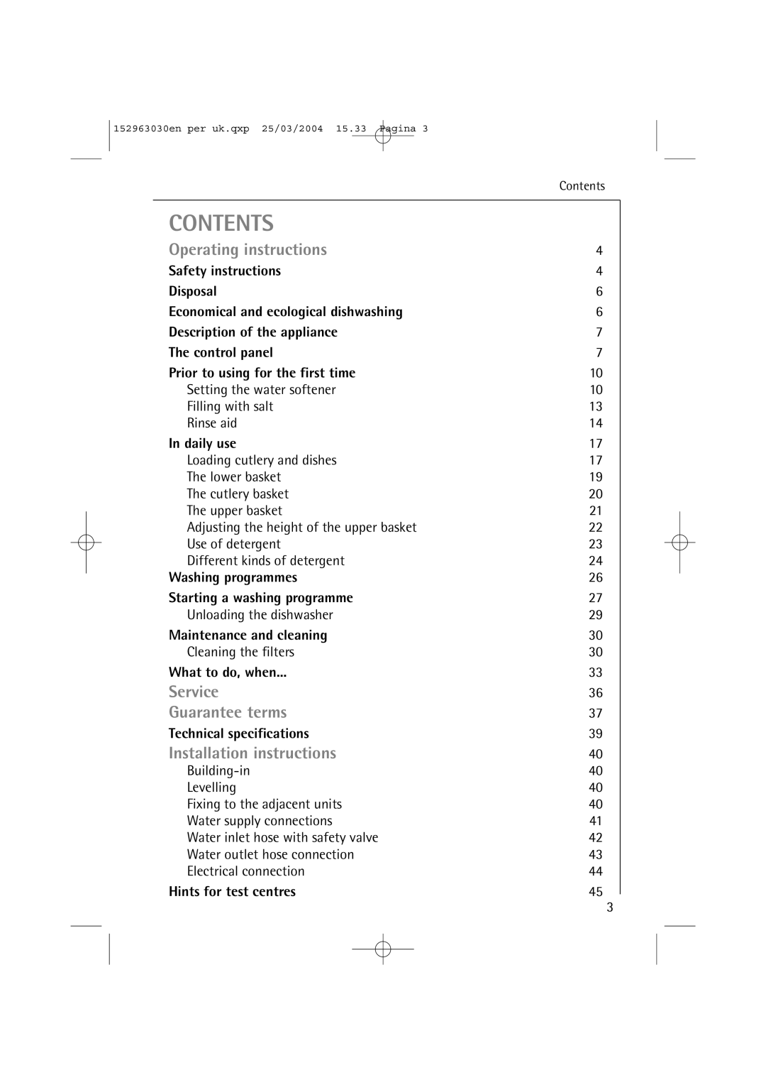 AEG 84470 VI manual Contents 