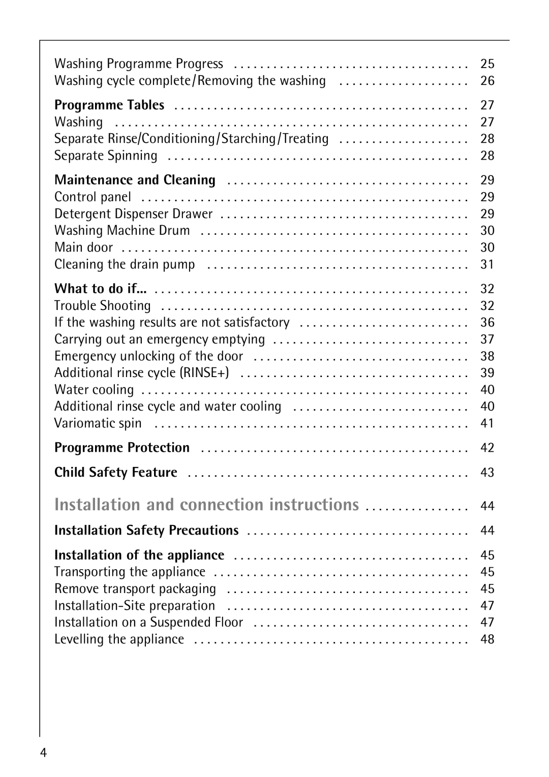 AEG 84749 manual Installation and connection instructions 