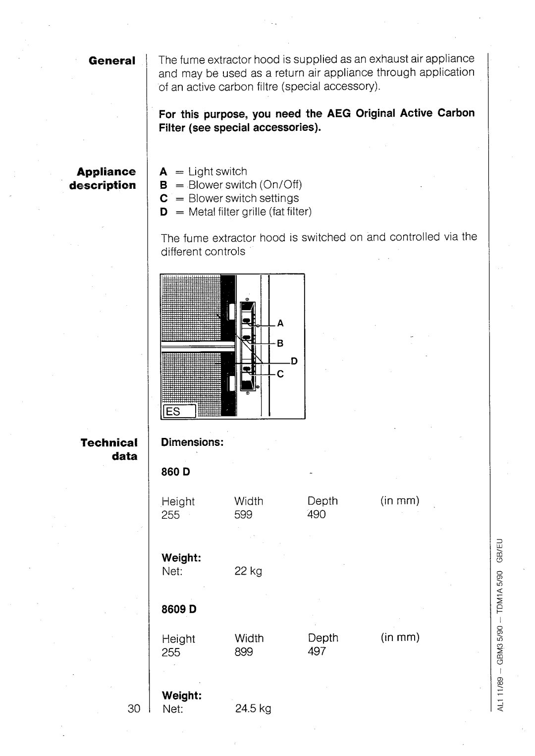 AEG 860 D, 8609 D manual 