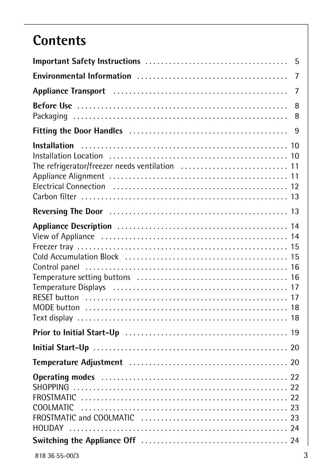 AEG 86378-KG operating instructions Contents 