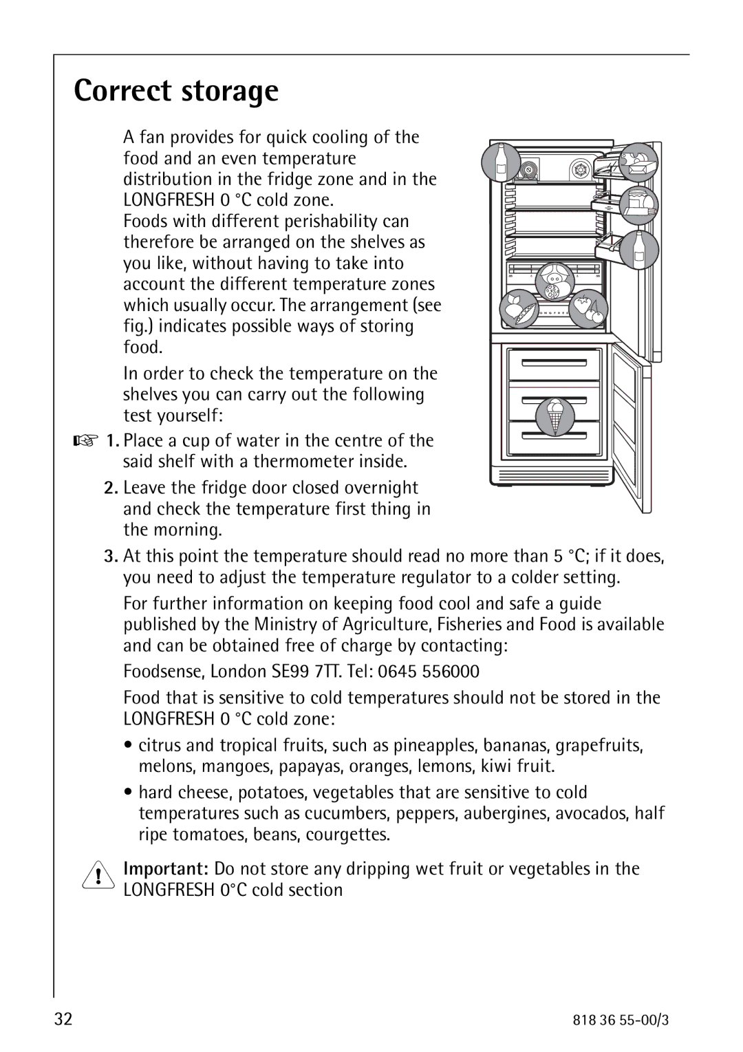 AEG 86378-KG operating instructions Correct storage 