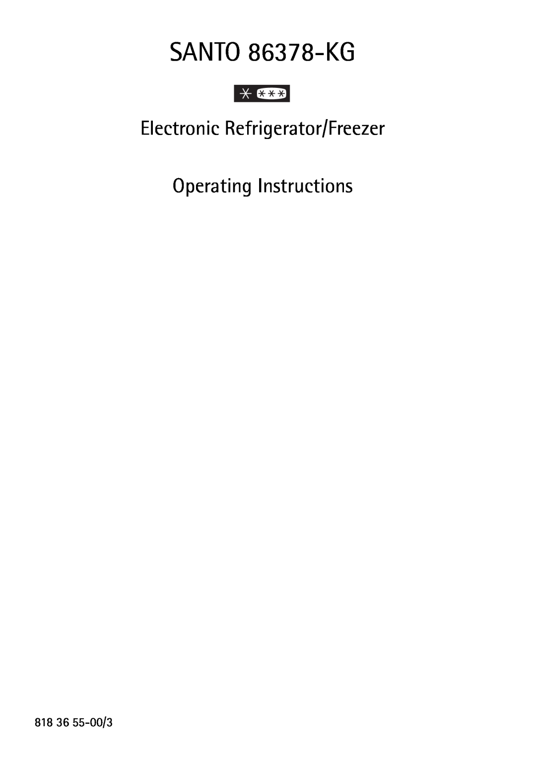 AEG operating instructions SANTO 86378-KG, Electronic Refrigerator/Freezer Operating Instructions 