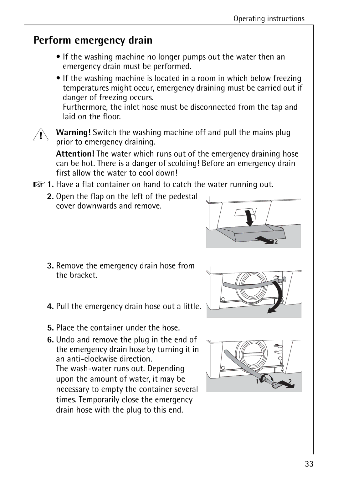 AEG 86720 manual Perform emergency drain 