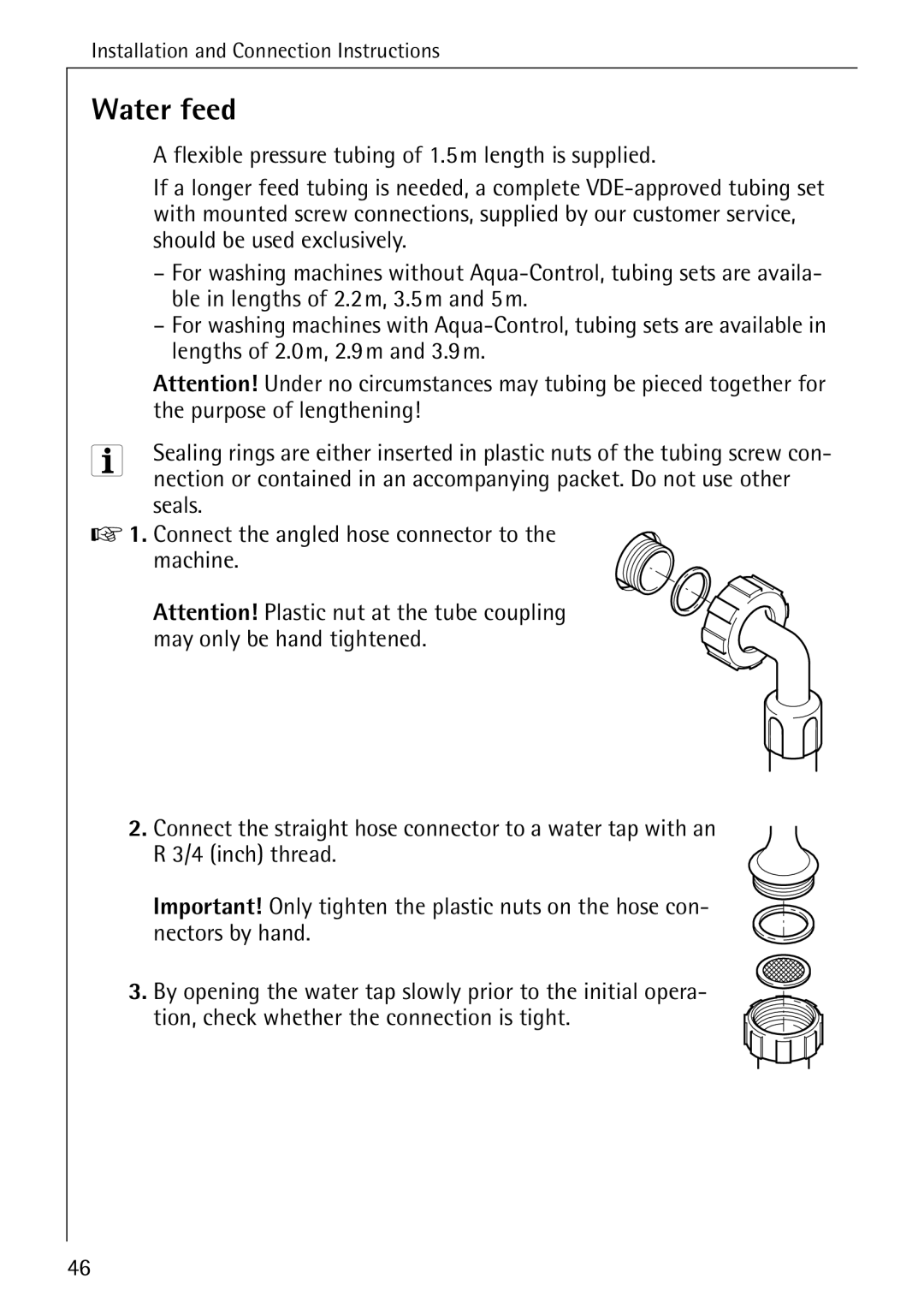 AEG 86720 manual Water feed 