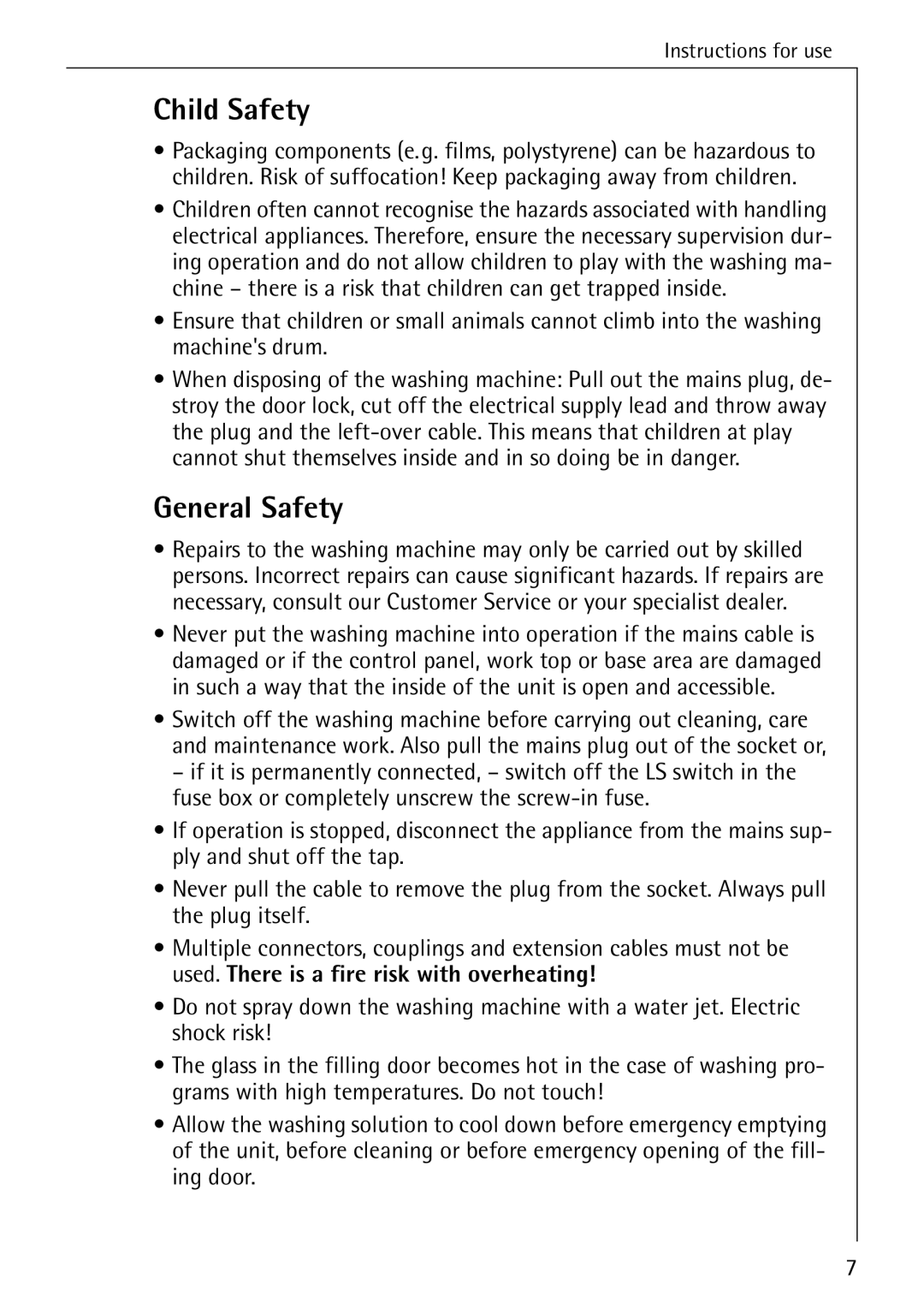 AEG 86740 manual Child Safety, General Safety 