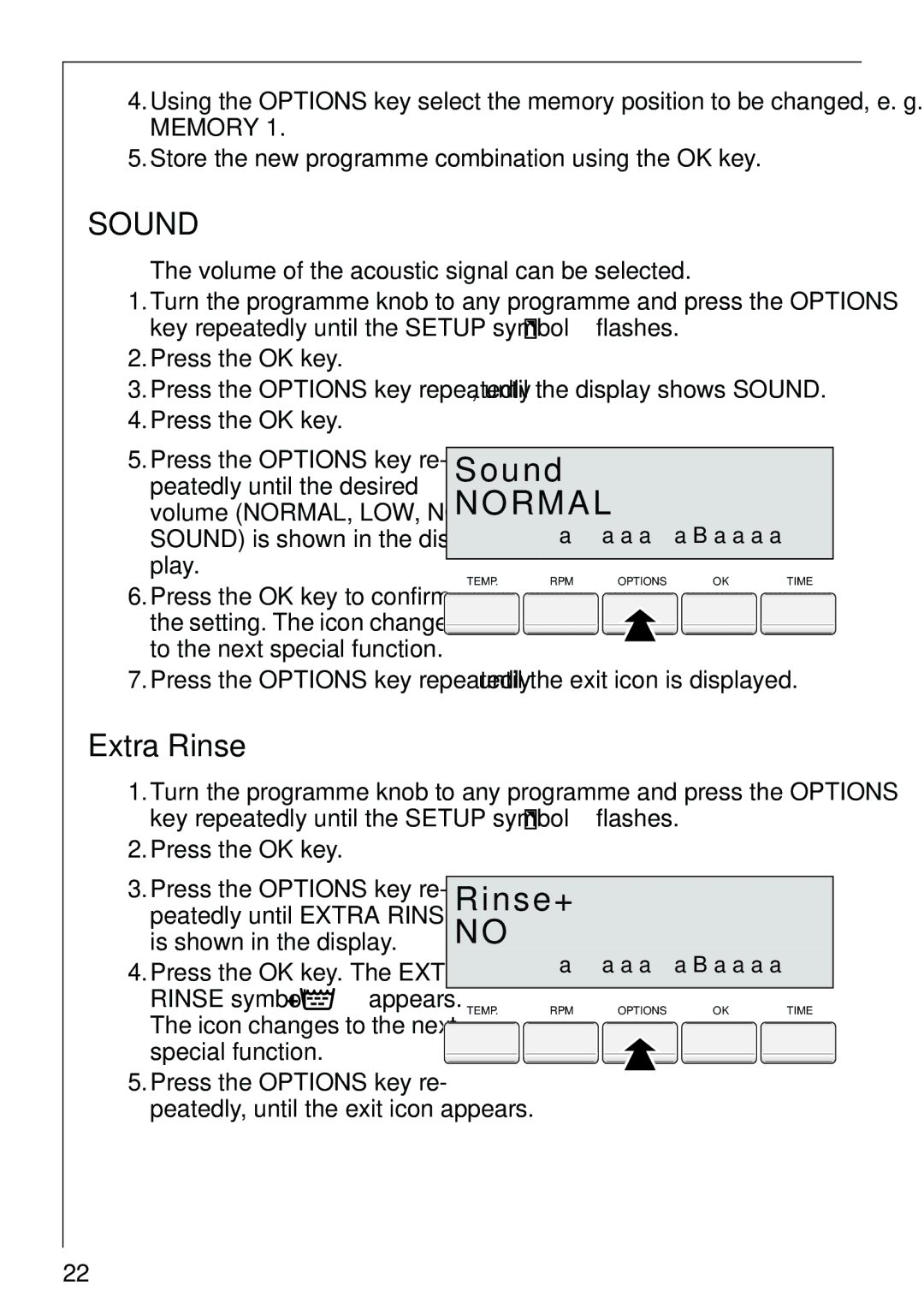 AEG 86810 manual U n d, N s e +, Extra Rinse 