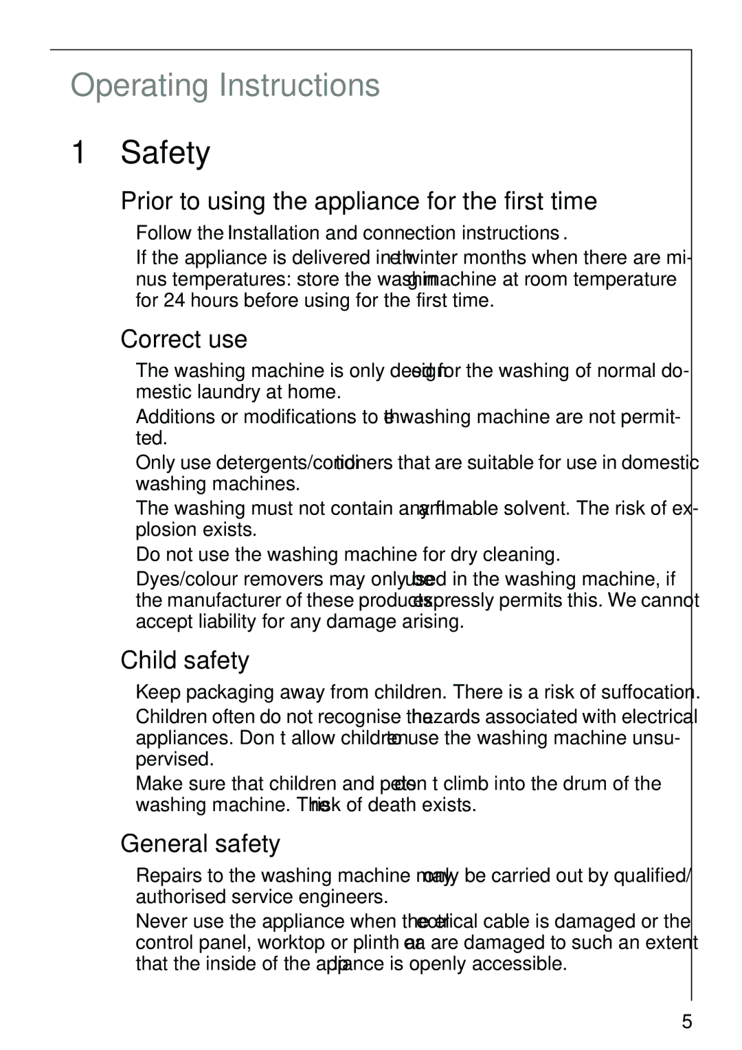 AEG 86810 manual Safety, Prior to using the appliance for the first time, Correct use, Child safety, General safety 