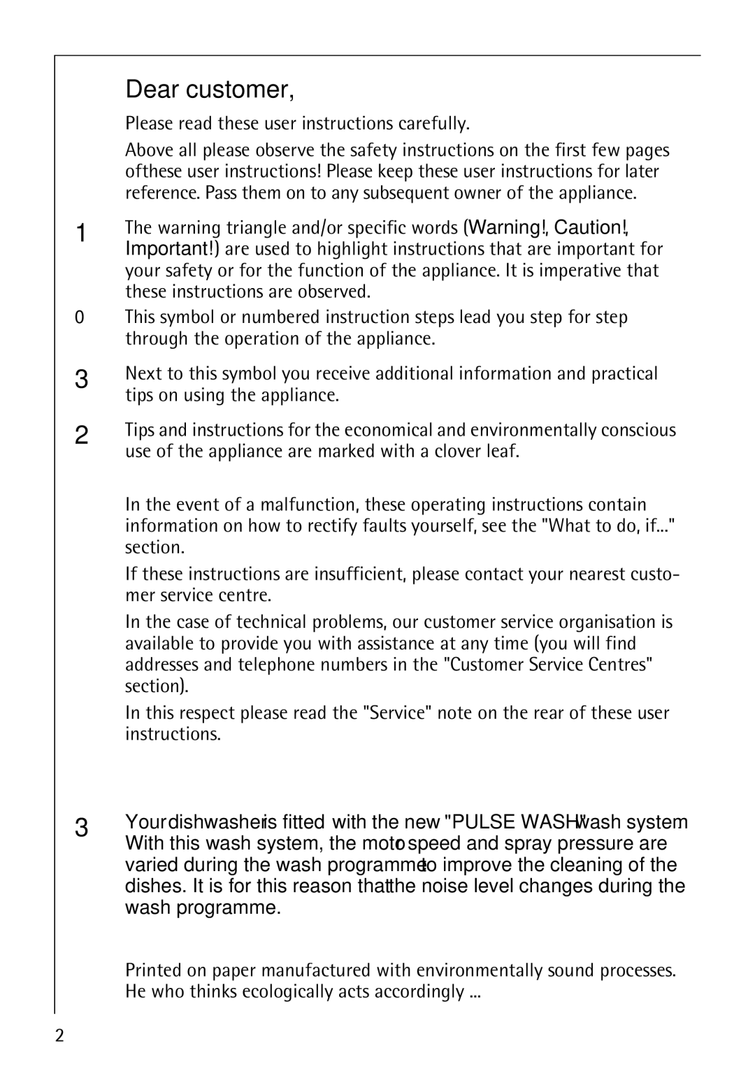 AEG 88050 I manual Dear customer, Please read these user instructions carefully, Tips on using the appliance 