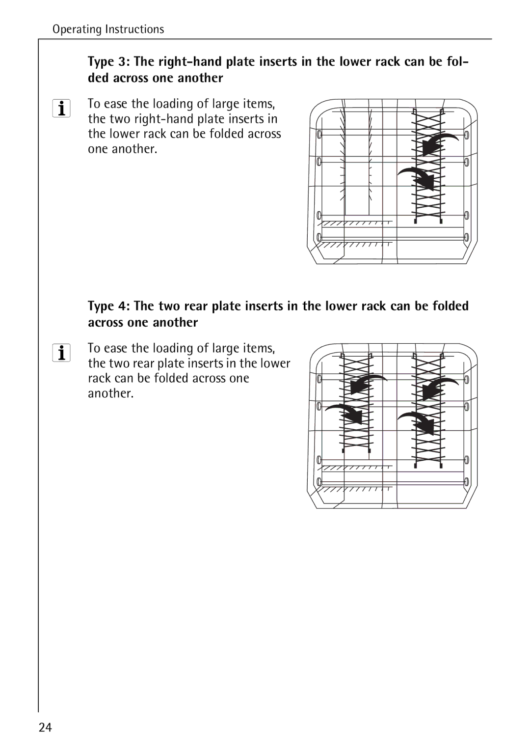 AEG 88050 I manual Ded across one another, Across one another, Two rear plate inserts in the lower 