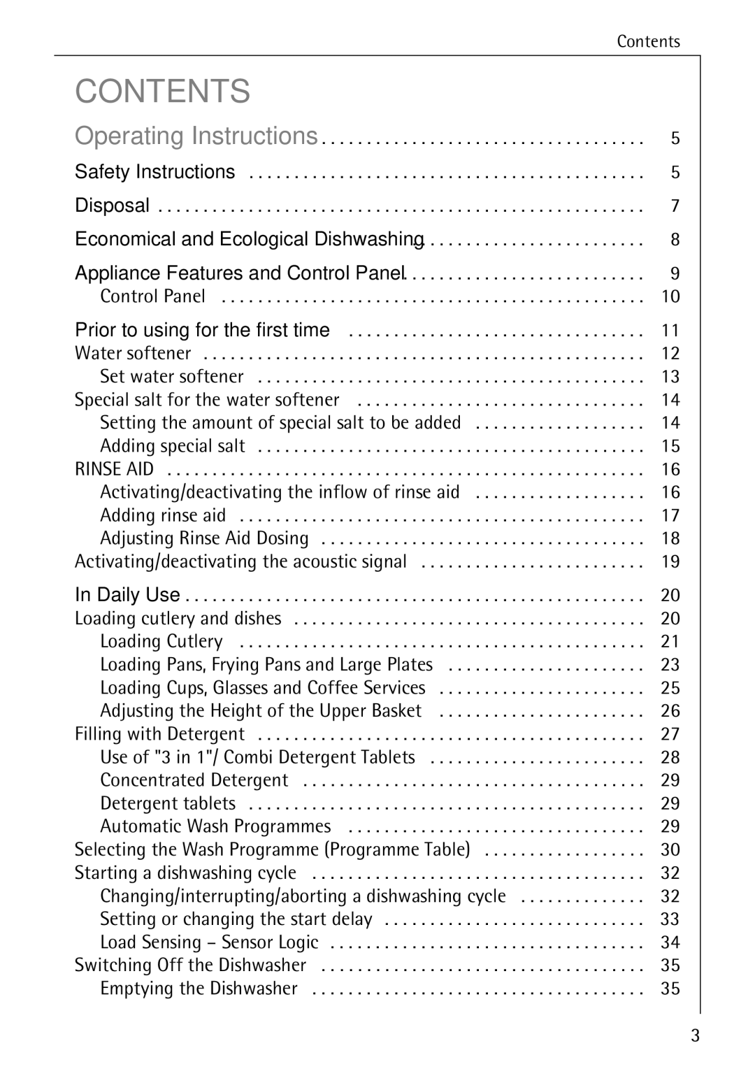 AEG 88050 I manual Contents 