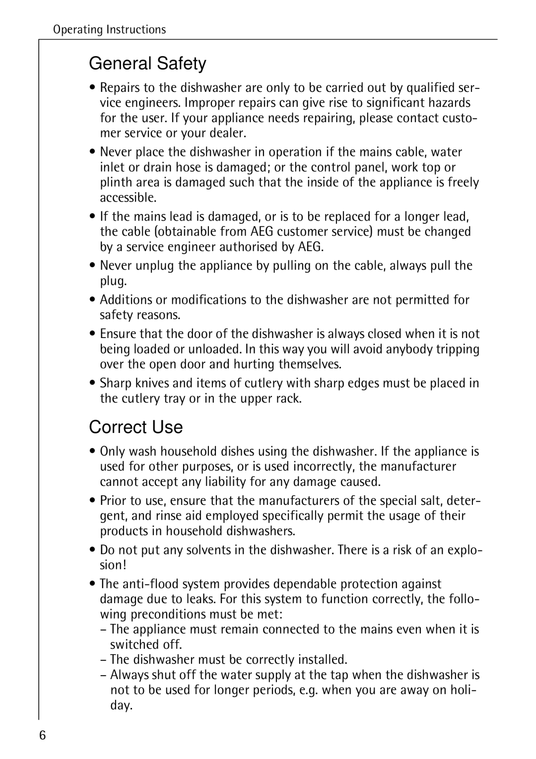 AEG 88050 I manual General Safety, Correct Use 