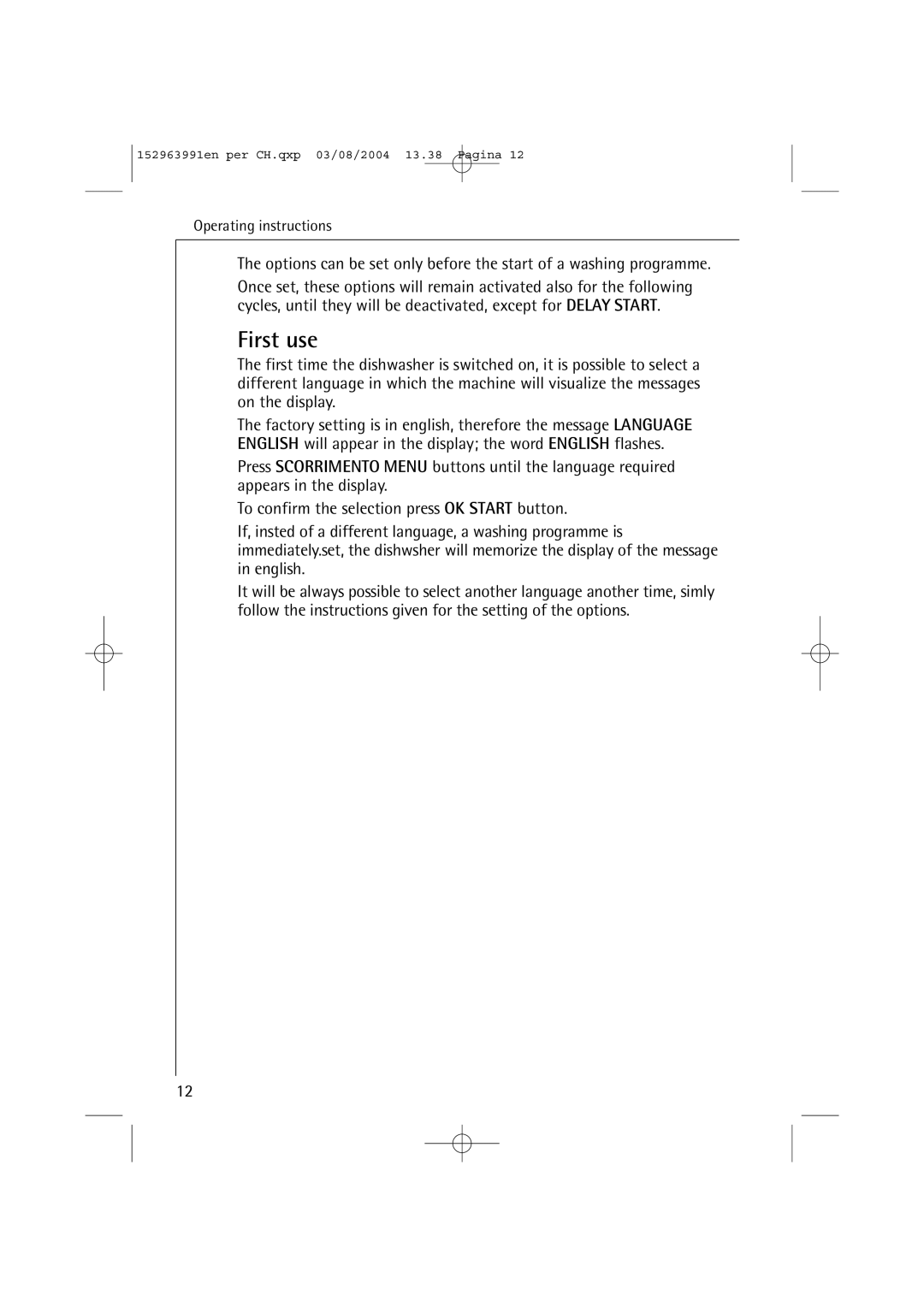 AEG 88070 manual First use 