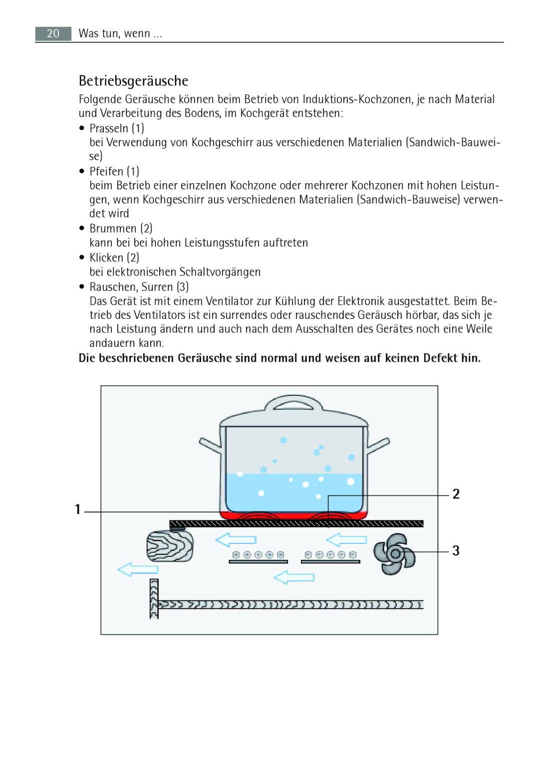 AEG 88131 K-MN user manual Betriebsgeräusche 