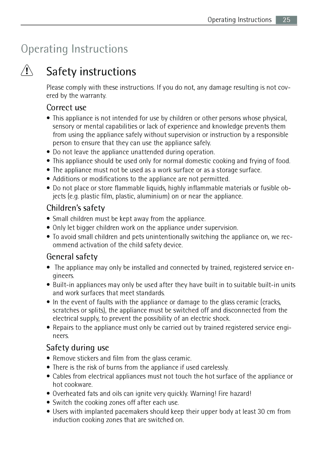 AEG 88131 K-MN user manual Operating Instructions, Safety instructions 