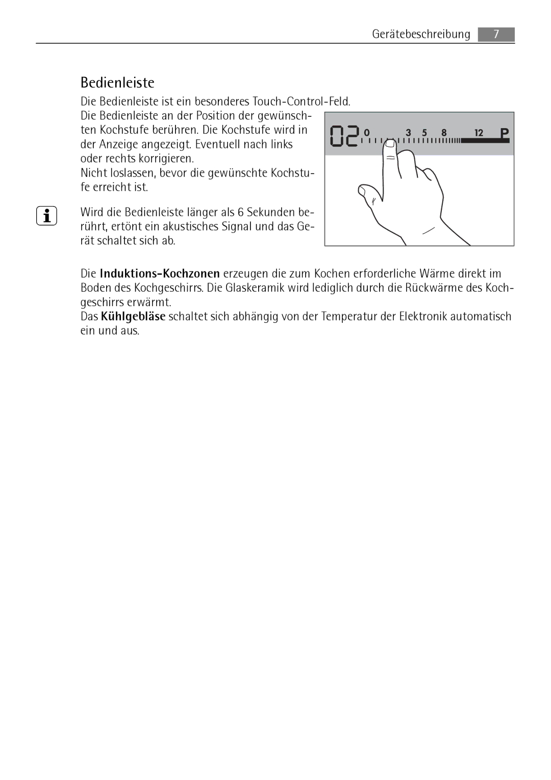 AEG 88131 K-MN user manual Bedienleiste 