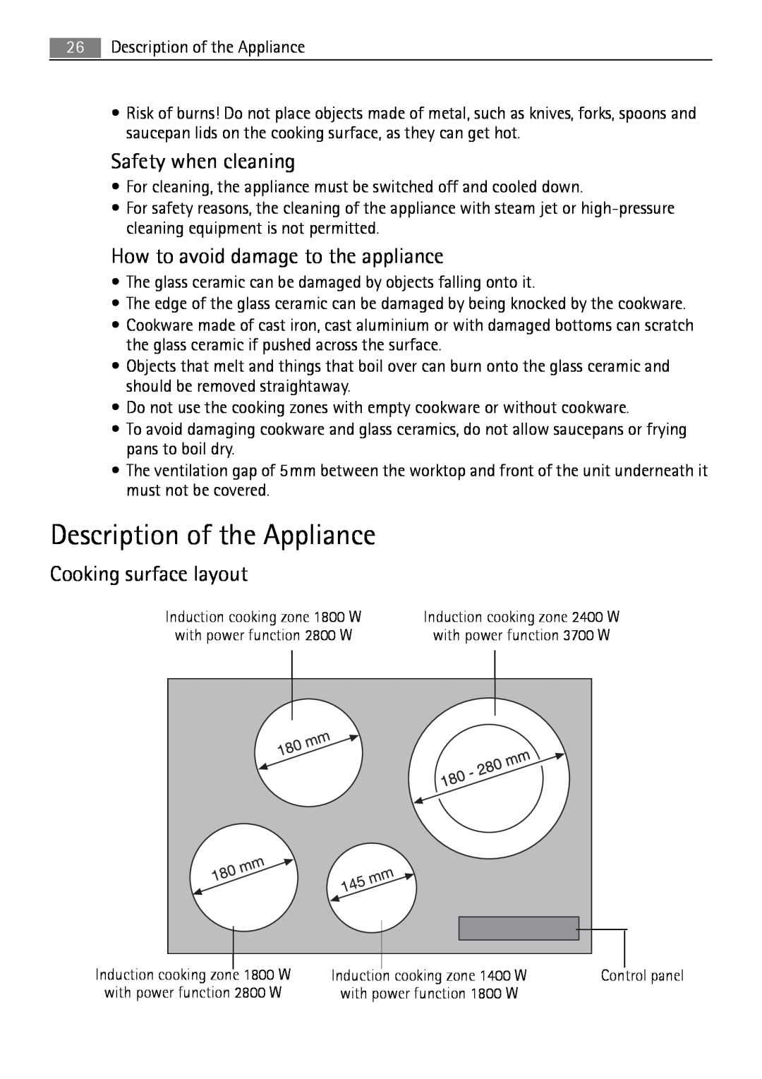 AEG 88131 K-MN user manual Description of the Appliance, Safety when cleaning, How to avoid damage to the appliance 