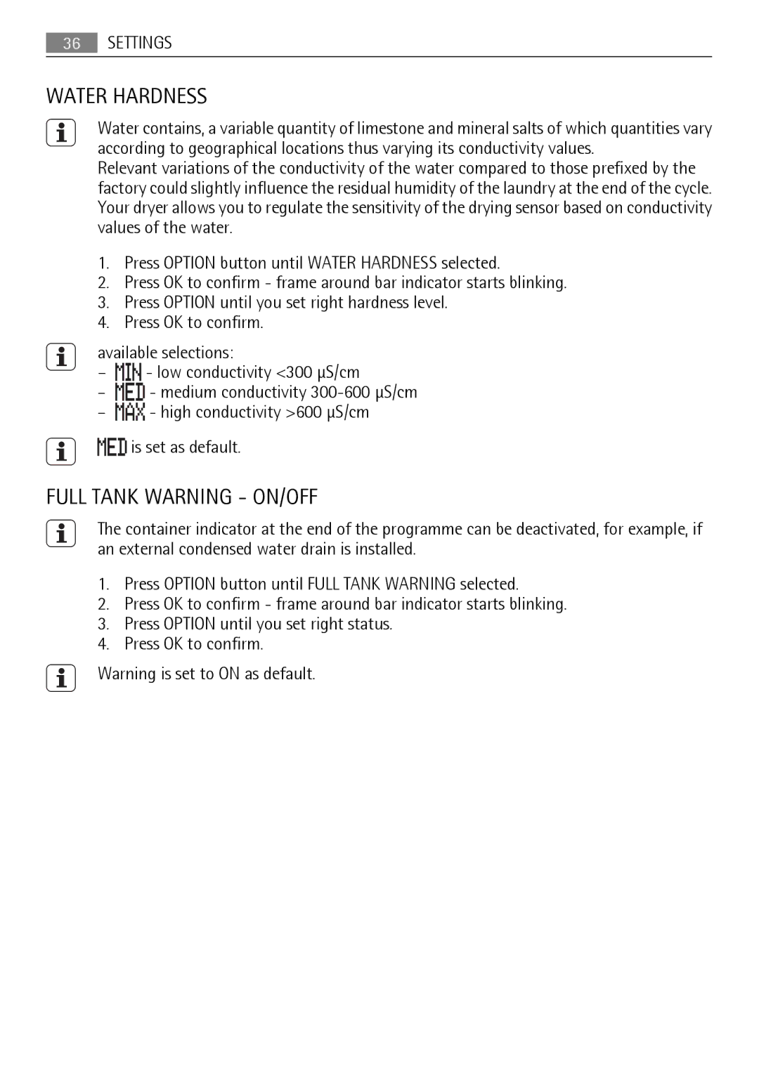 AEG 88840 user manual Water Hardness 