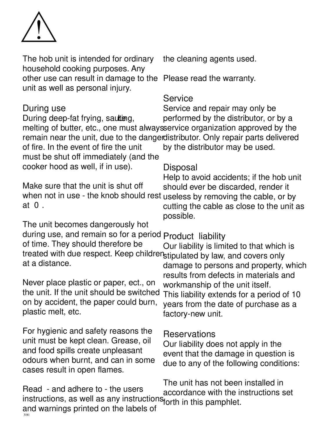 AEG 949600686 manual Important to know, During use, Service, Disposal 