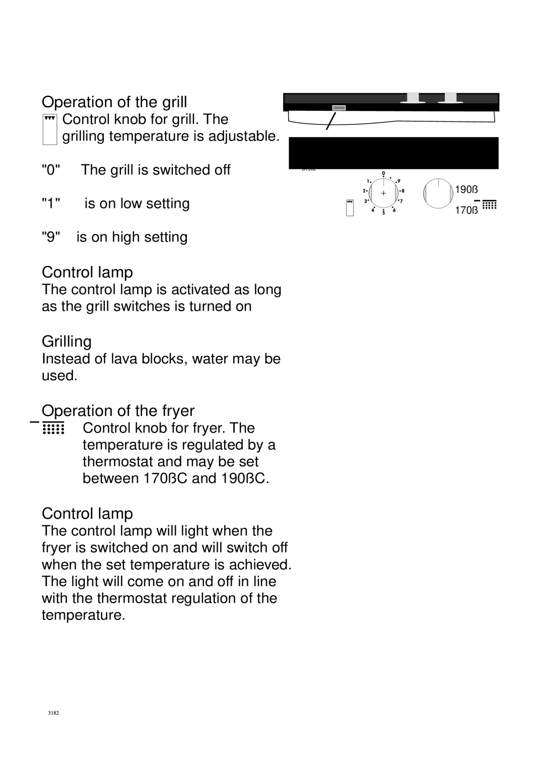 AEG 949600686 manual How to use, Operation of the grill, Control lamp, Grilling, Operation of the fryer 