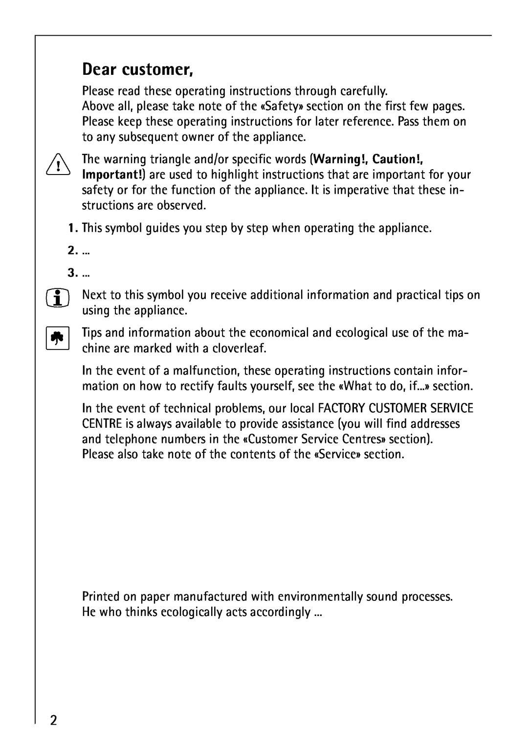 AEG 95300KA-MN operating instructions Dear customer 