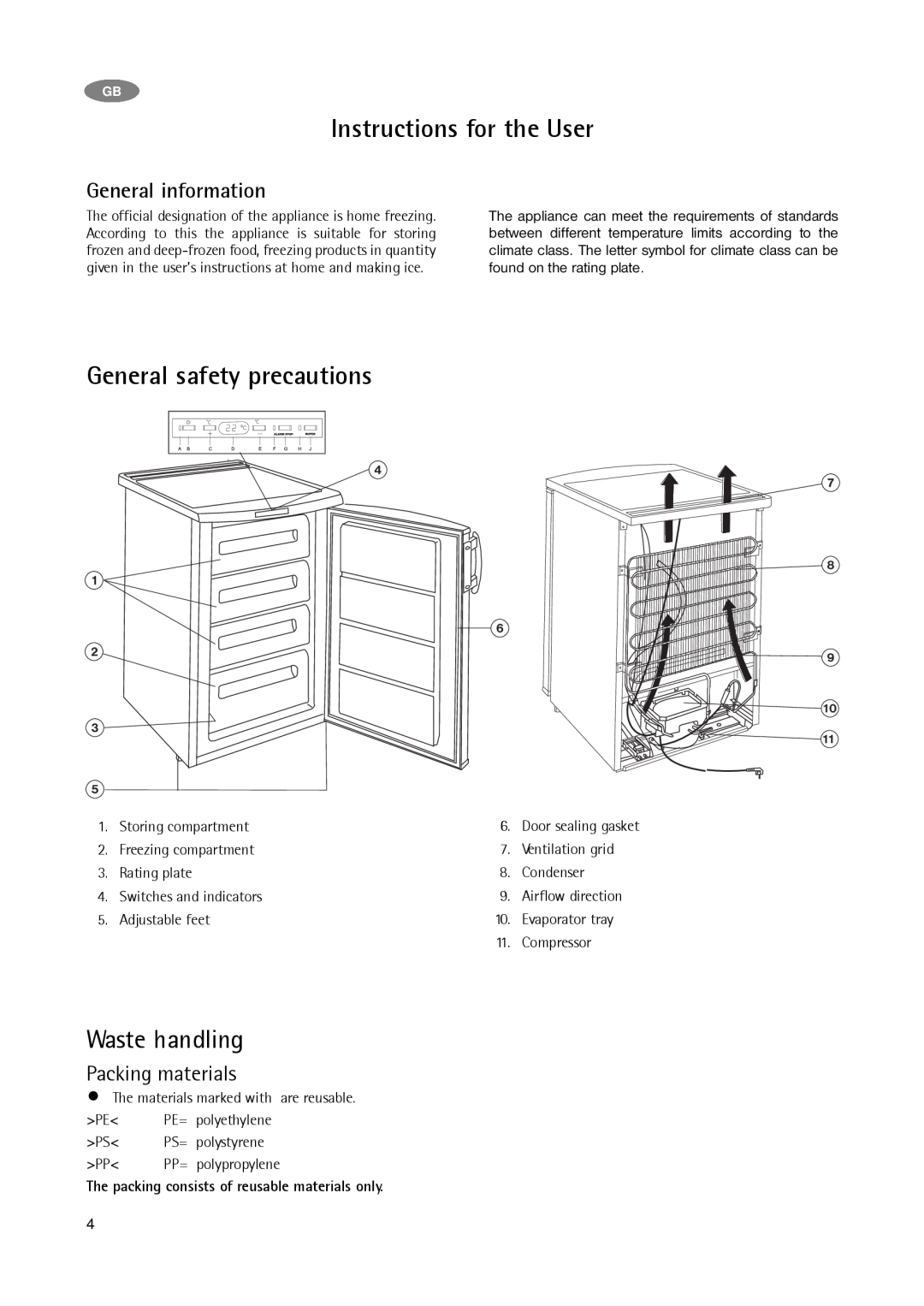 AEG A 75100 GA3 manual Instructions for the User, General safety precautions, Waste handling, General information 