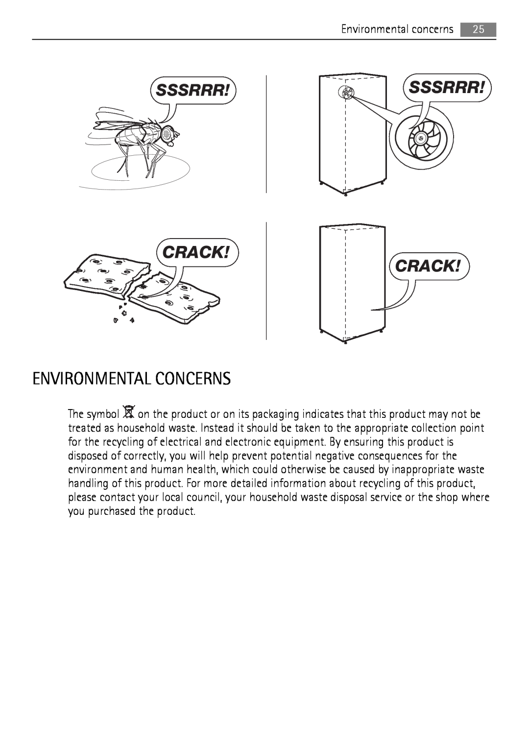 AEG A92860GNX0 user manual Environmental Concerns, Sssrrr Crack 