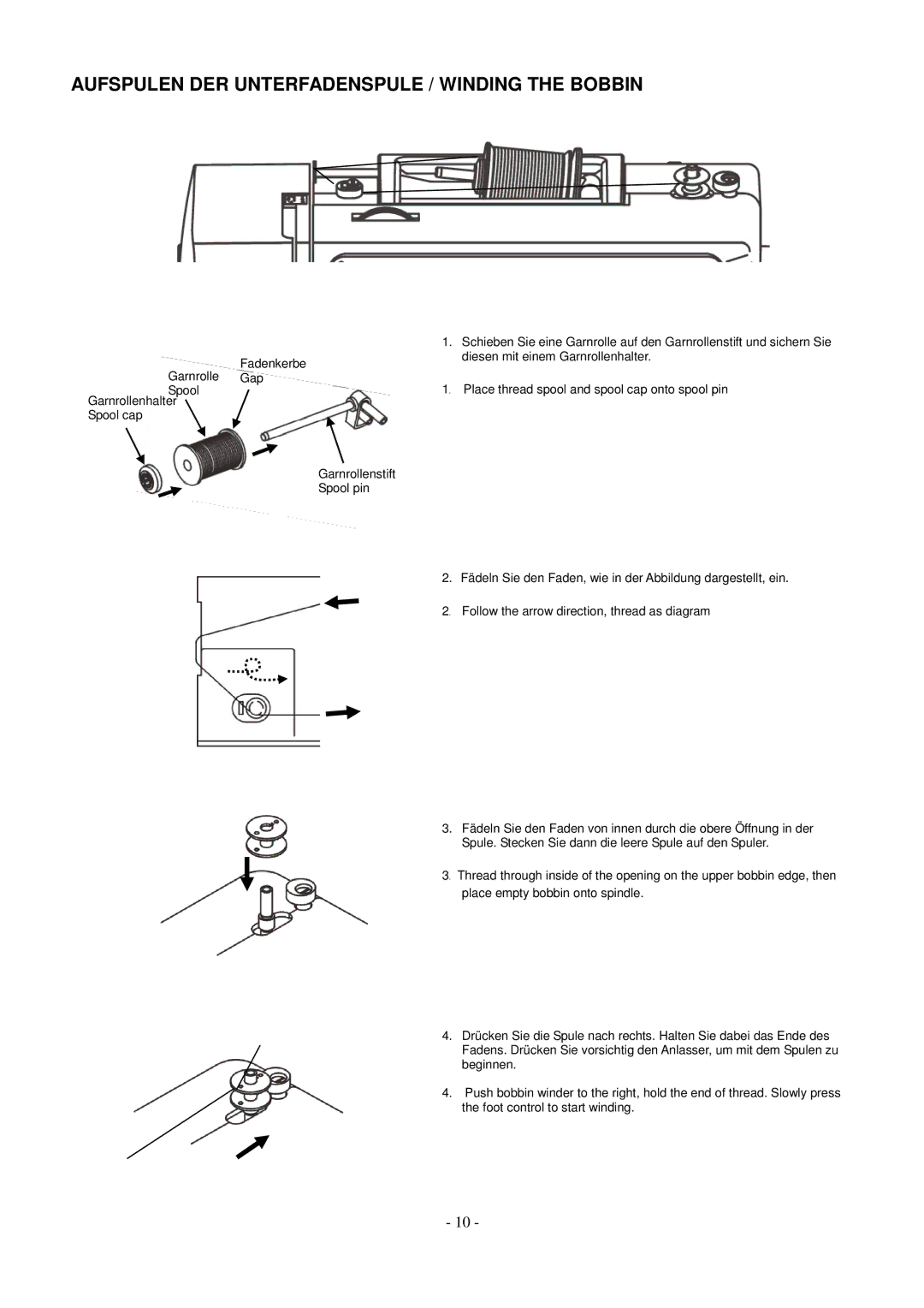 AEG aeg11680 instruction manual Aufspulen DER Unterfadenspule / Winding the Bobbin 