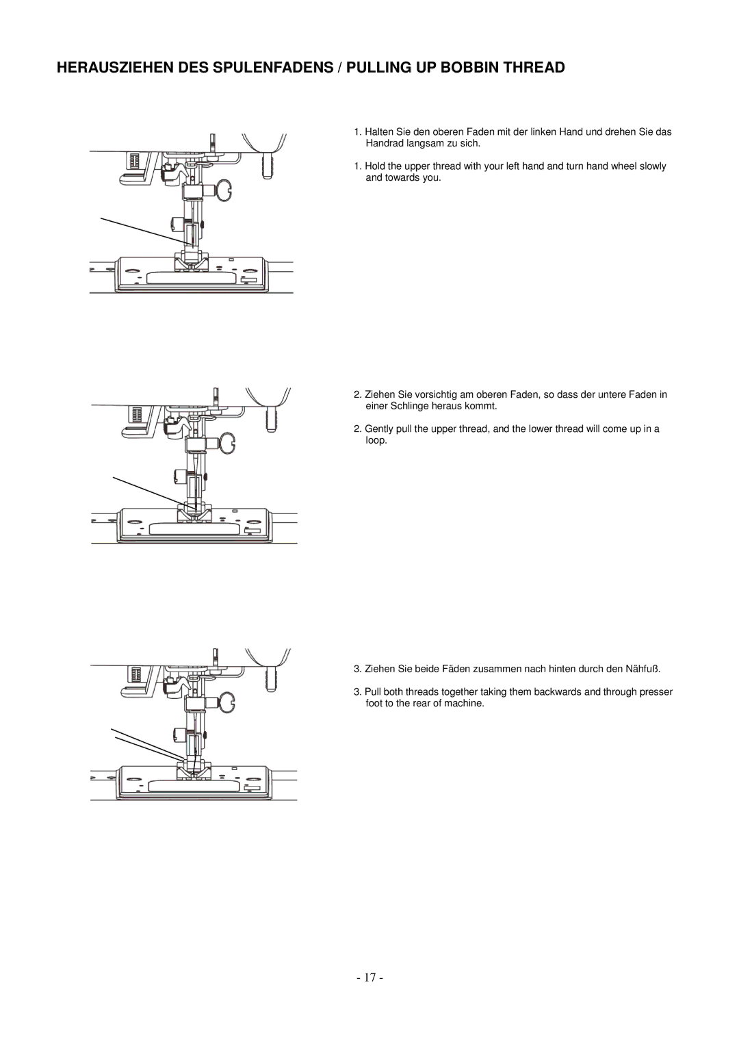 AEG aeg11680 instruction manual Herausziehen DES Spulenfadens / Pulling UP Bobbin Thread 