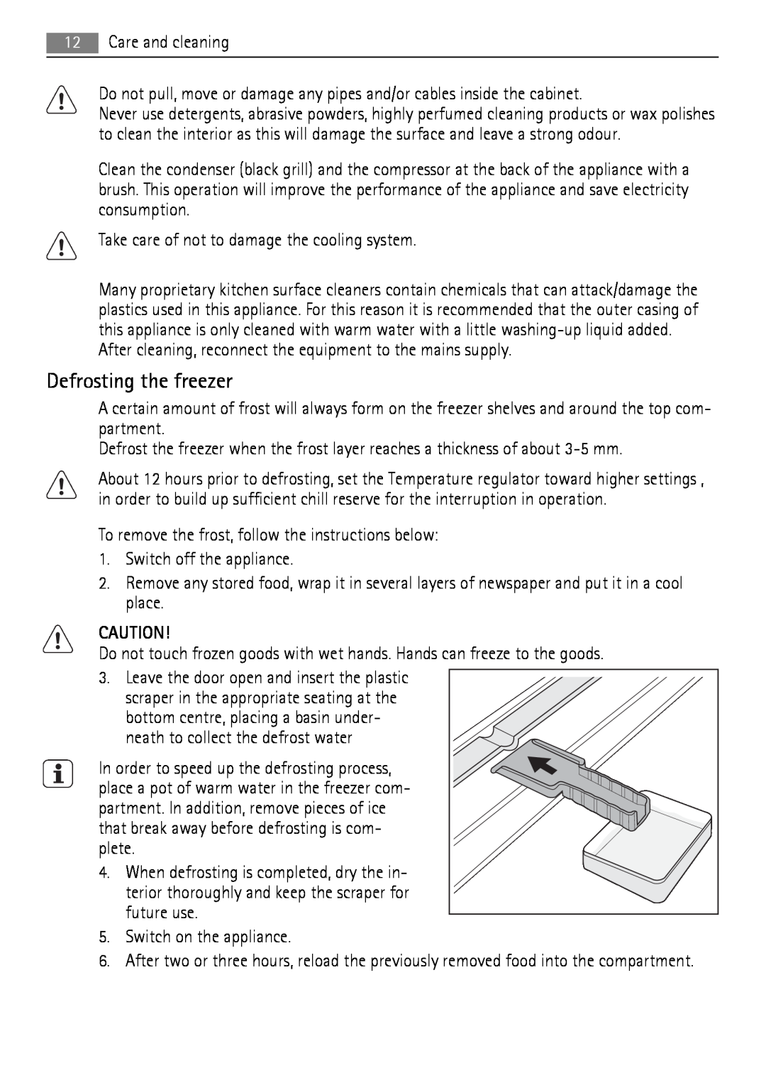 AEG AGS78800F0 user manual Defrosting the freezer 