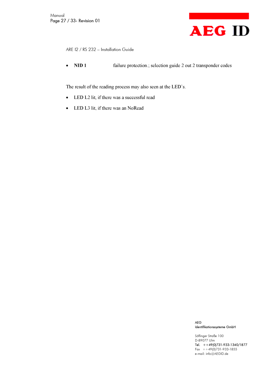 AEG ARE I2 manual 27 / 33- Revision 