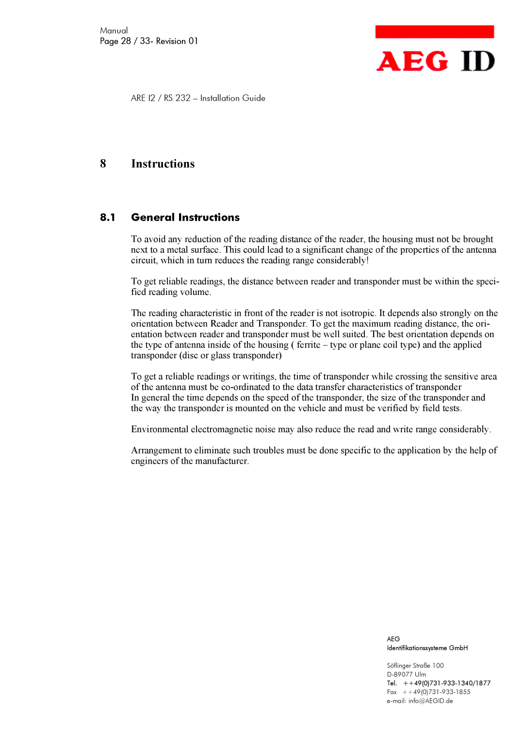 AEG ARE I2 manual General Instructions 