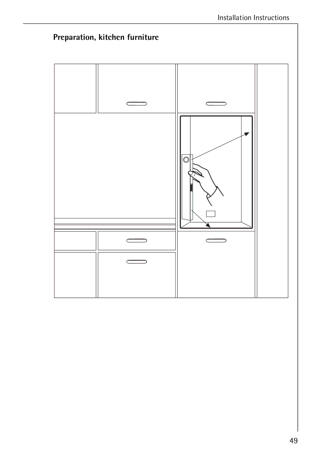 AEG B 2100 operating instructions Preparation, kitchen furniture 