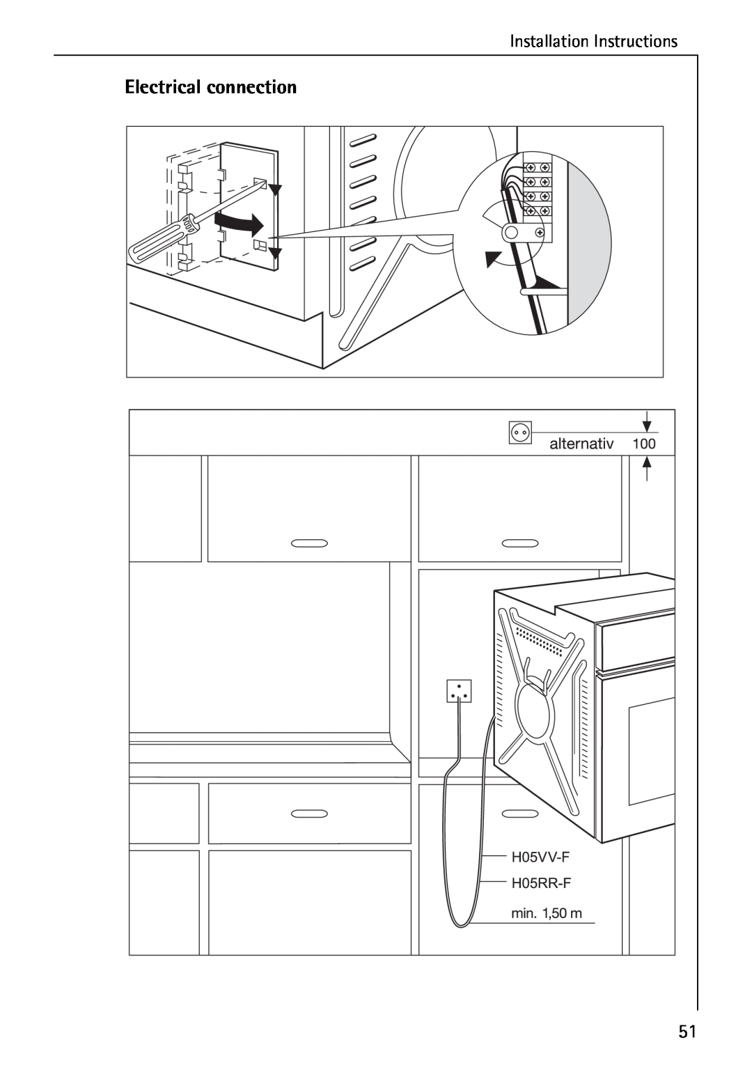 AEG B 2100 operating instructions Installation Instructions, Electrical connection 