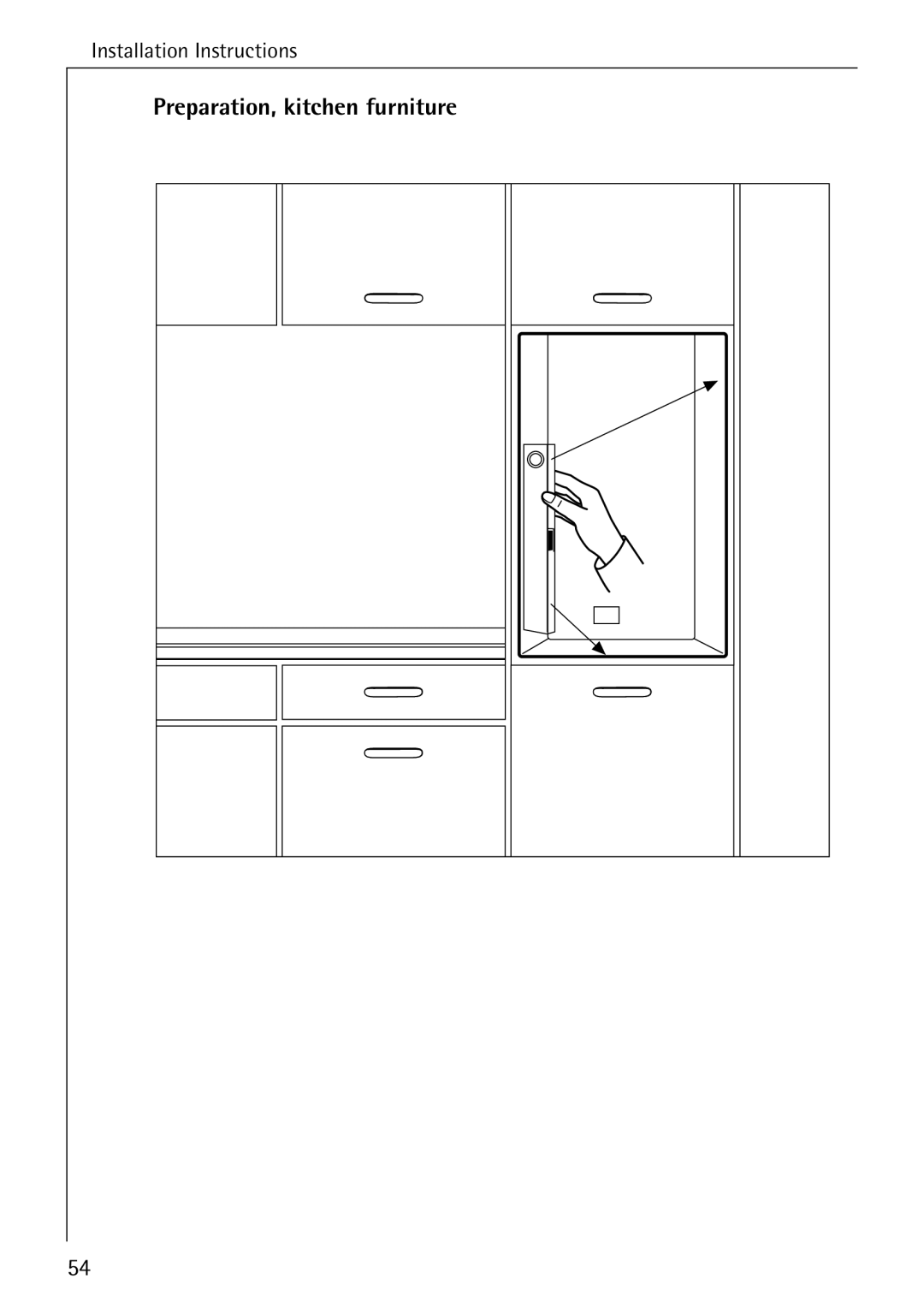 AEG B 4100 operating instructions Preparation, kitchen furniture 