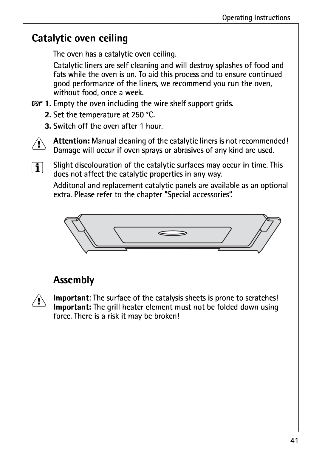 AEG B 4100 operating instructions Catalytic oven ceiling, Assembly 