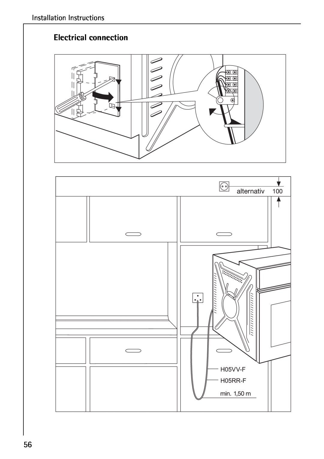 AEG B 4100 operating instructions Electrical connection, Installation Instructions 