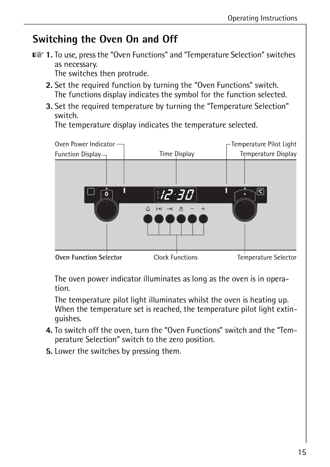 AEG B 4130 manual Switching the Oven On and Off 