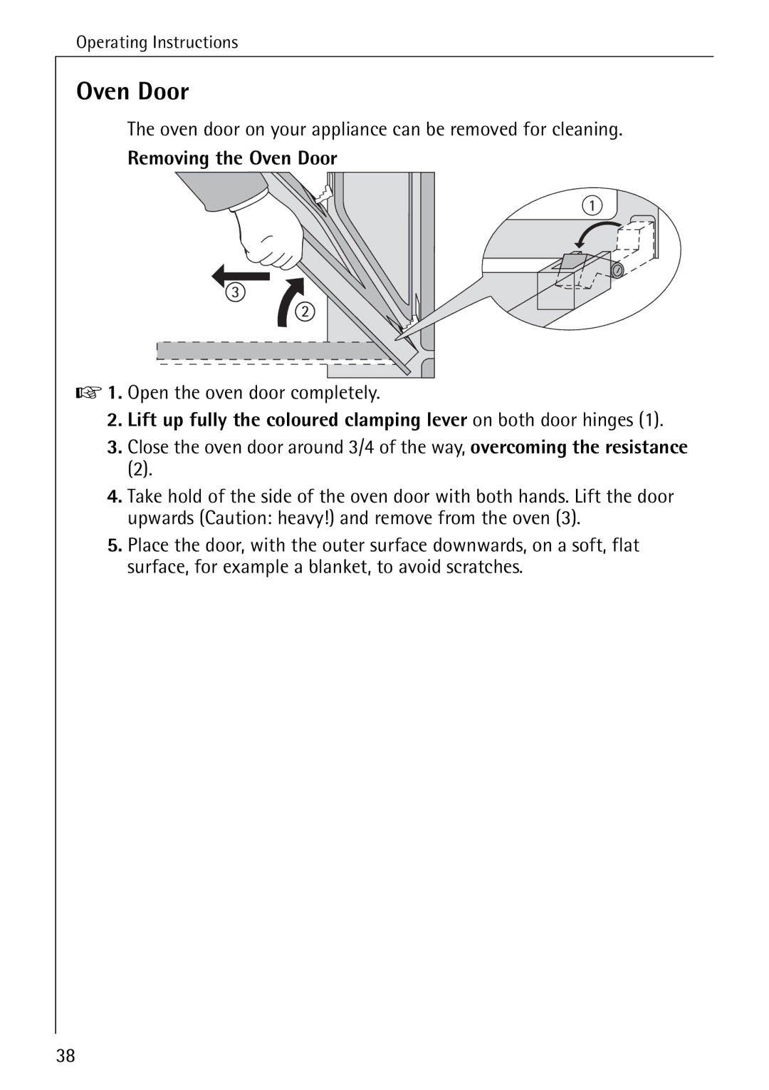 AEG B 4130 manual Removing the Oven Door 