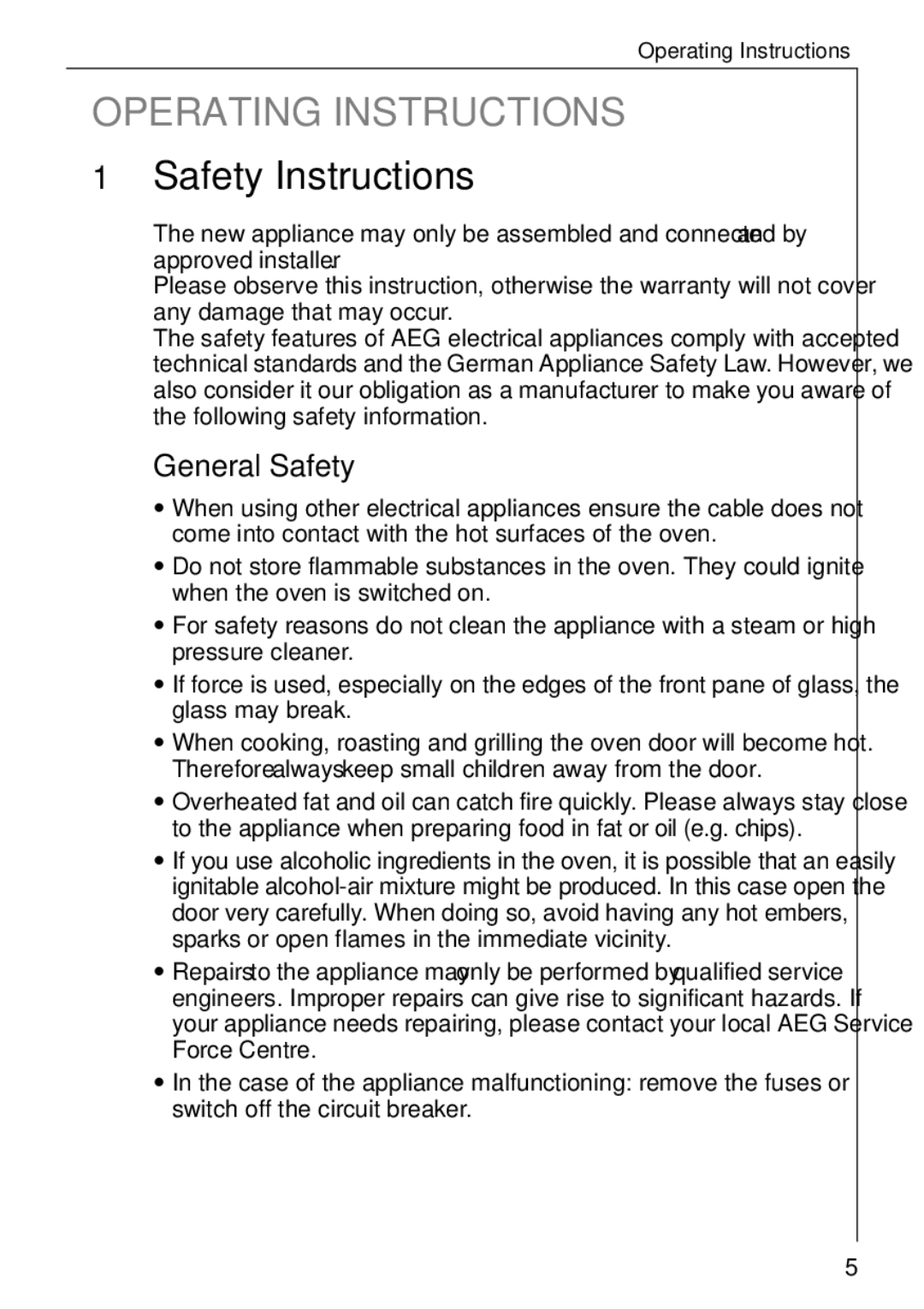 AEG B 4130 manual Safety Instructions, General Safety 